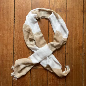 Regent - Lightweight Scarf - Floral Textured - Beige/White