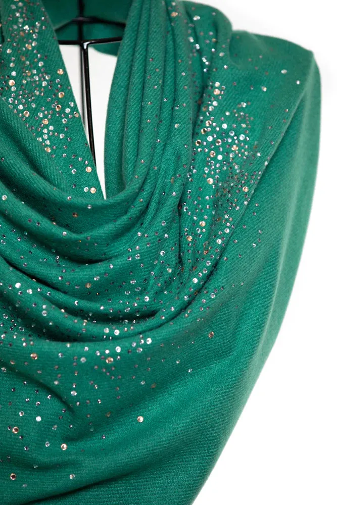 Sky Crystal Modal & Cashmere Shawls with Swarovski - Green