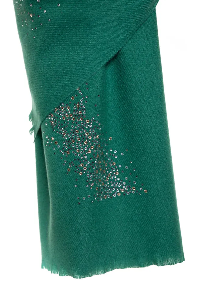 Sky Crystal Modal & Cashmere Shawls with Swarovski - Green