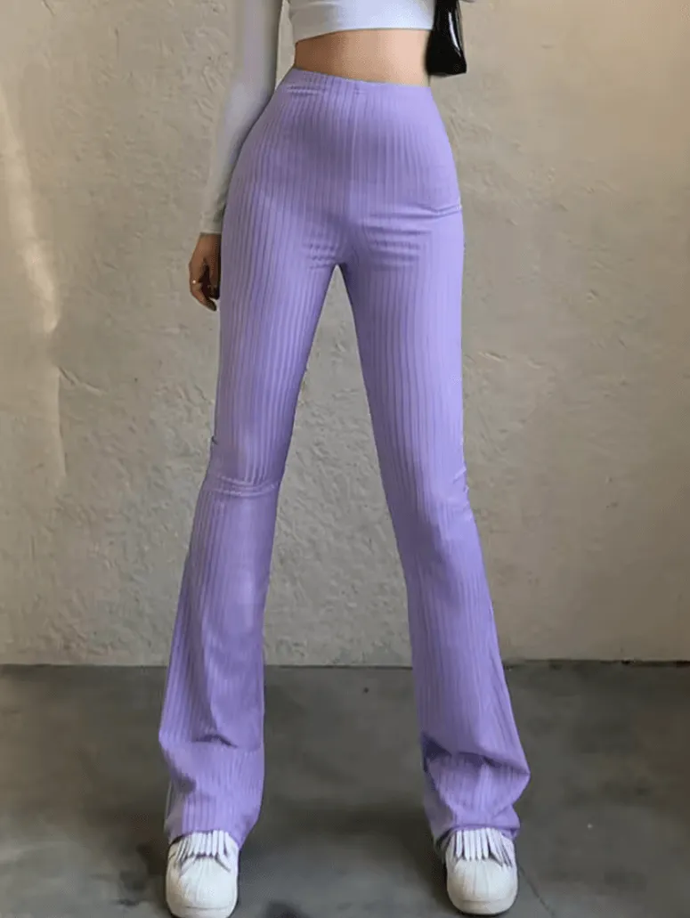 Slim High Waist Capris | Sexy Bell Bottom Flare Tights for Y2K Fashion