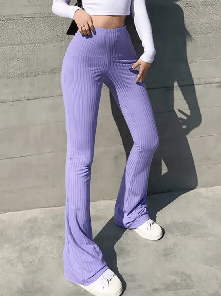 Slim High Waist Capris | Sexy Bell Bottom Flare Tights for Y2K Fashion