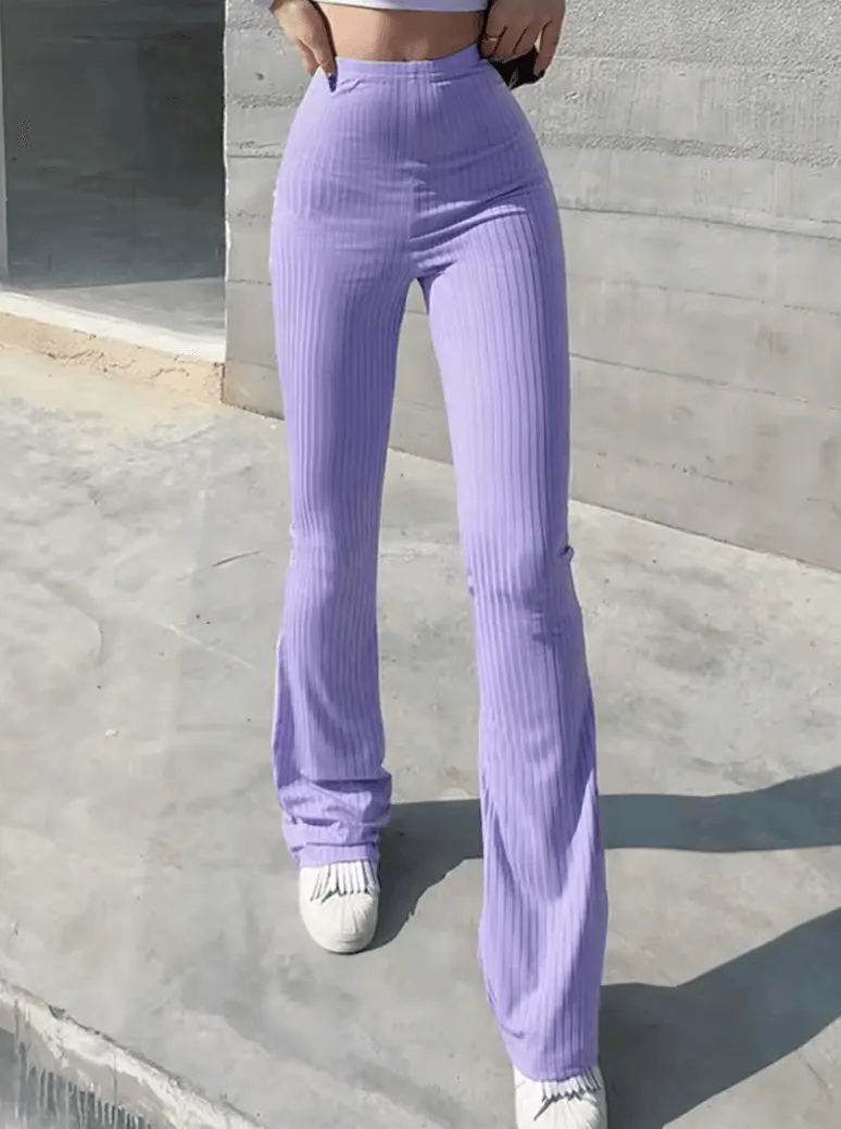 Slim High Waist Capris | Sexy Bell Bottom Flare Tights for Y2K Fashion