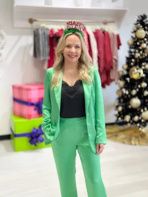 Spearmint Satin Blazer