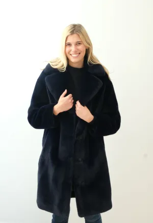 STAND Camille cocoon coat in navy