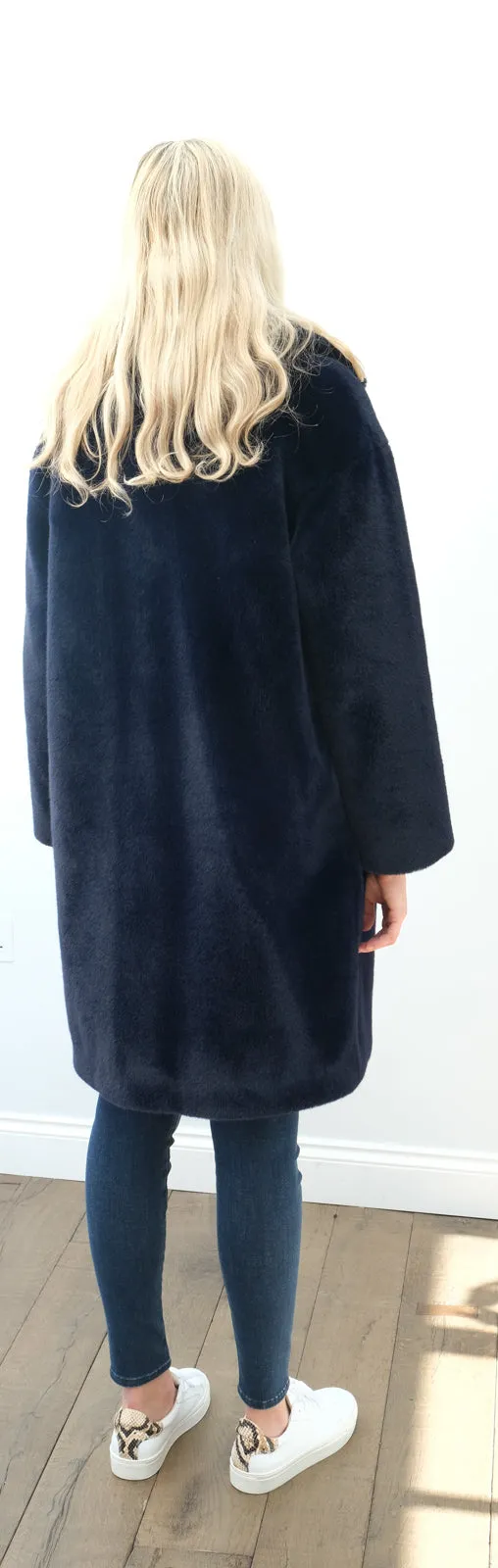 STAND Camille cocoon coat in navy