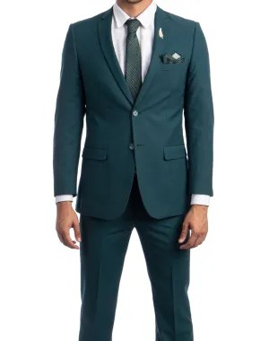 Tazzio Solid Slim Fit Suit - Tidepool Green