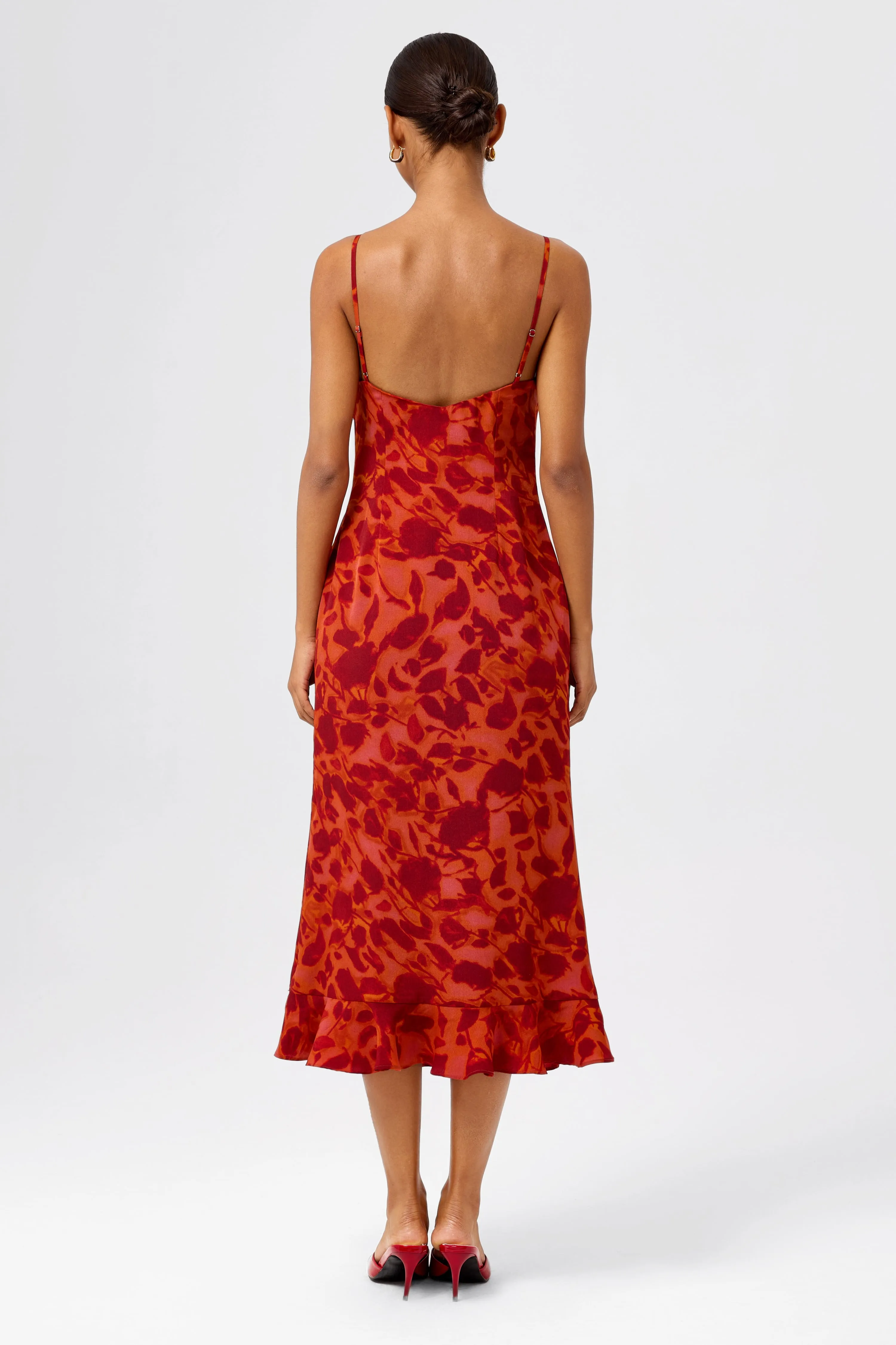Tie and Pleated Neckline Mermaid Midi Dress