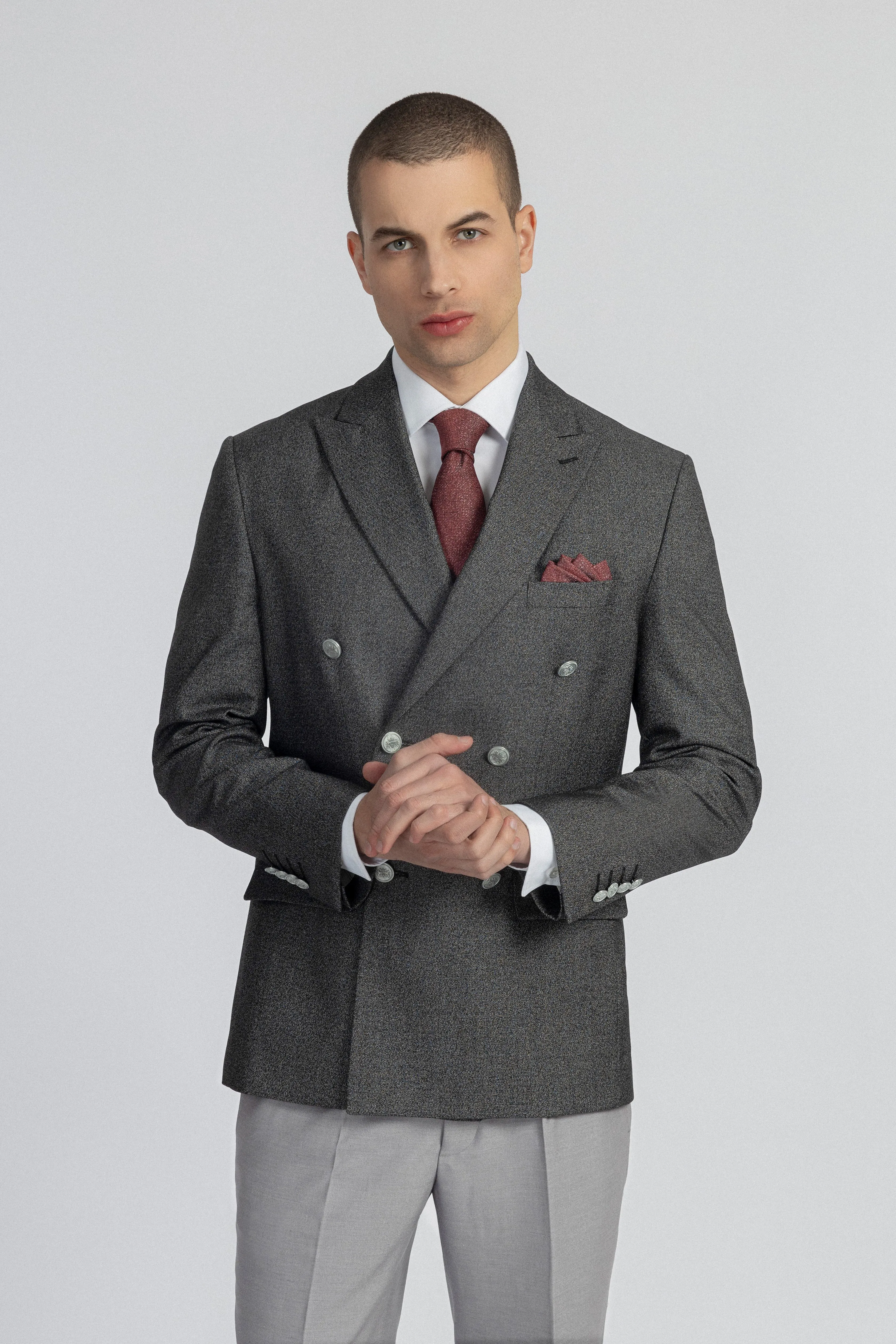 Tweed Patterned charcoal Flake Suite