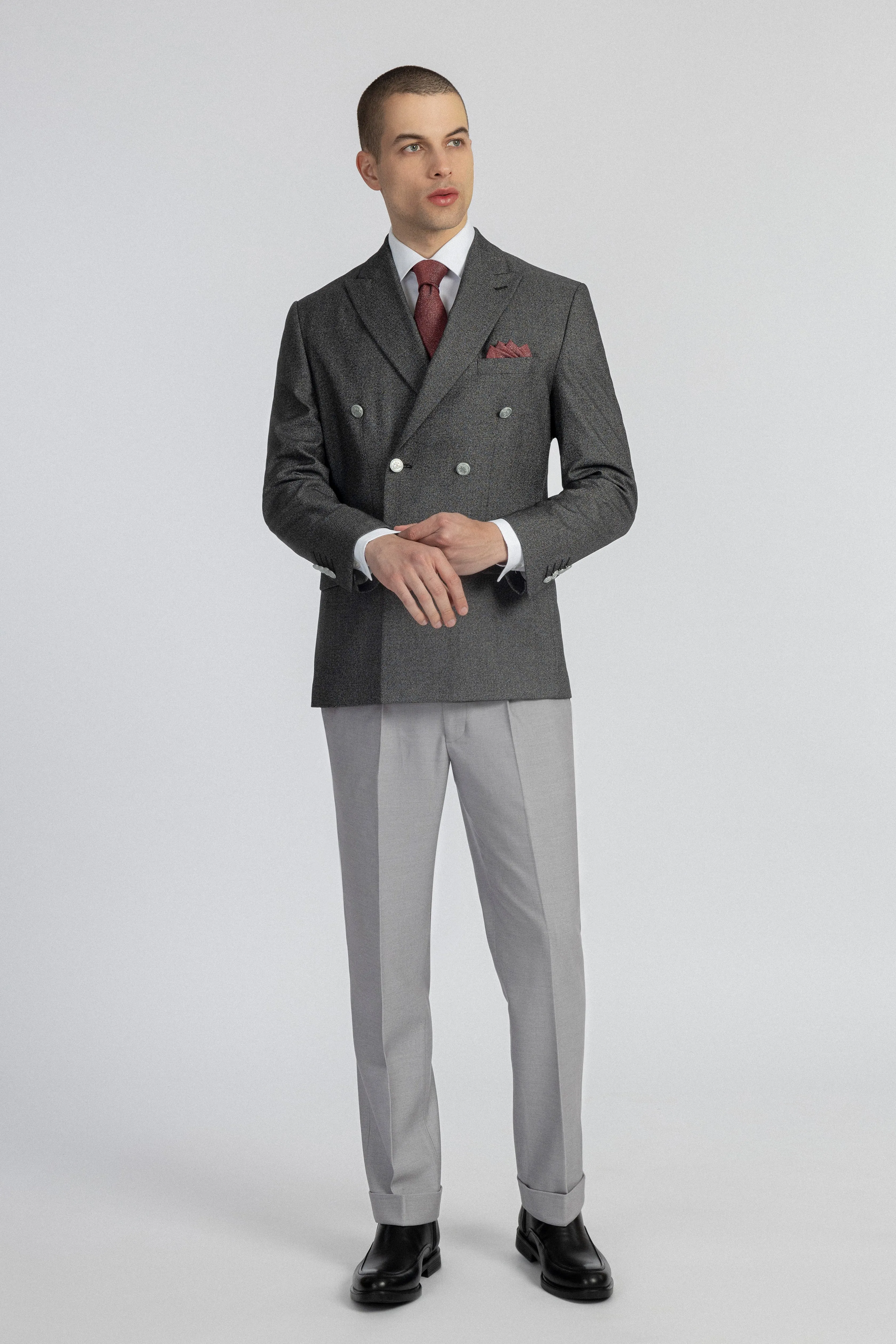 Tweed Patterned charcoal Flake Suite