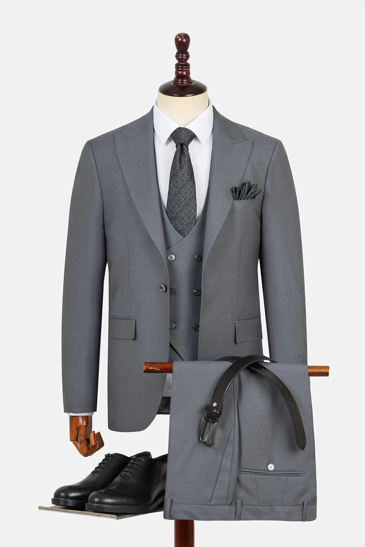 Twill Patterned Gray Suit