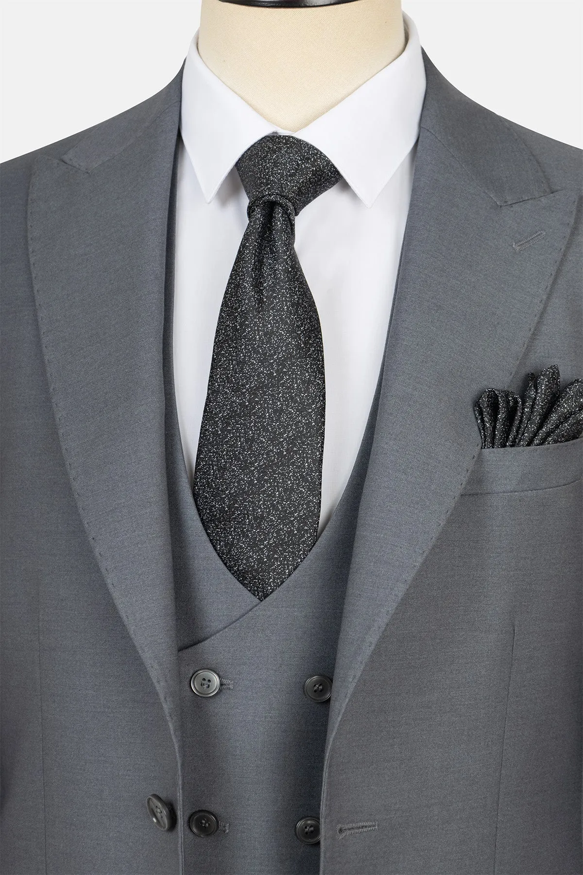 Twill Patterned Gray Suit