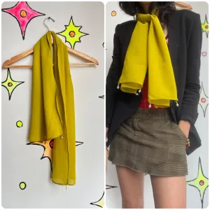 Vintage | Sheer Mustard Scarf | Elegant Retro Glam Old Hollywood 50s 80s 90s